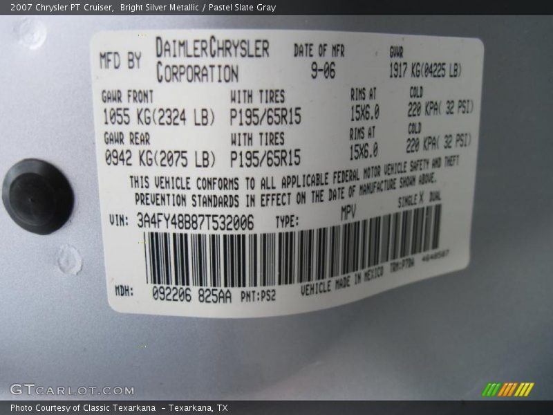 Bright Silver Metallic / Pastel Slate Gray 2007 Chrysler PT Cruiser