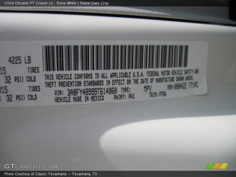 Stone White / Pastel Slate Gray 2009 Chrysler PT Cruiser LX