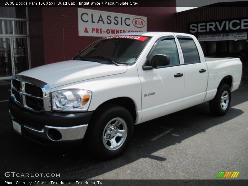 Bright White / Medium Slate Gray 2008 Dodge Ram 1500 SXT Quad Cab