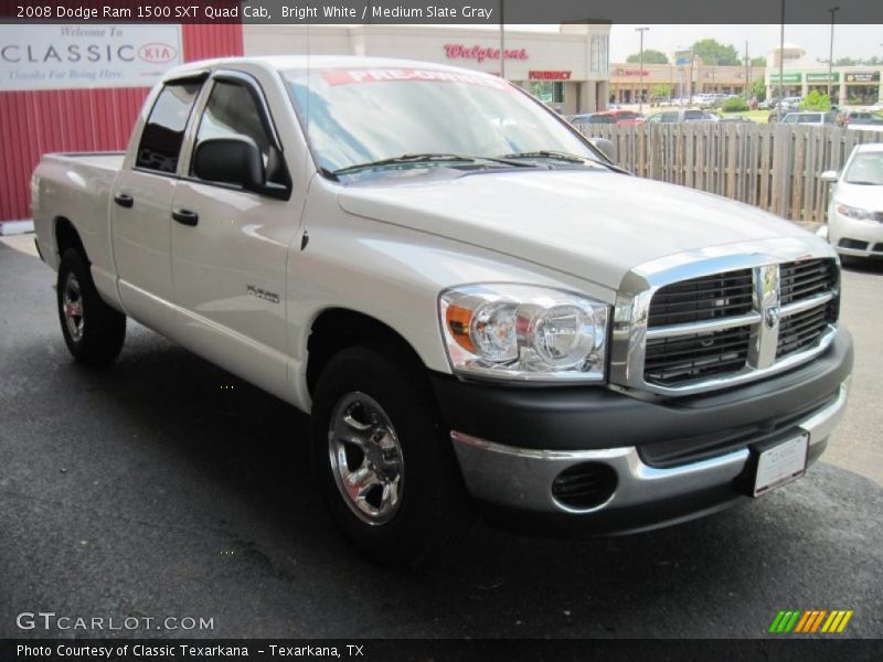 Bright White / Medium Slate Gray 2008 Dodge Ram 1500 SXT Quad Cab