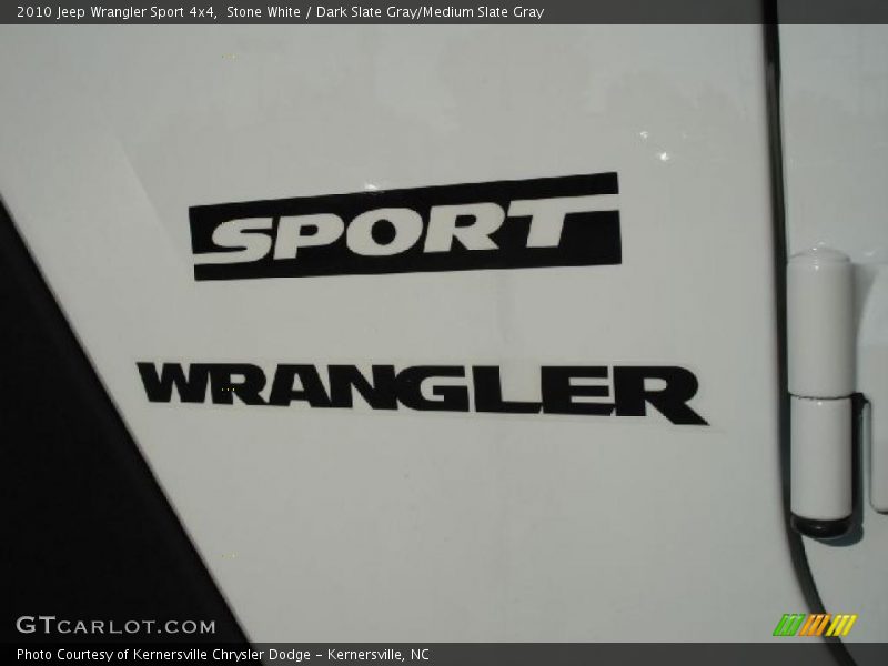 Stone White / Dark Slate Gray/Medium Slate Gray 2010 Jeep Wrangler Sport 4x4