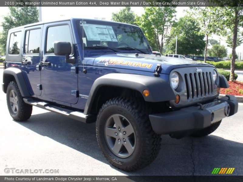 Deep Water Blue Pearl / Dark Slate Gray/Medium Slate Gray 2010 Jeep Wrangler Unlimited Mountain Edition 4x4