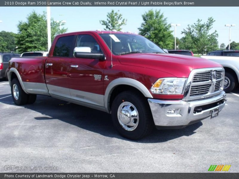 Inferno Red Crystal Pearl / Light Pebble Beige/Bark Brown 2010 Dodge Ram 3500 Laramie Crew Cab Dually