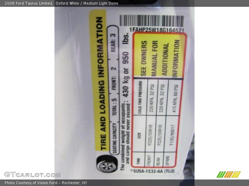 Oxford White / Medium Light Stone 2008 Ford Taurus Limited