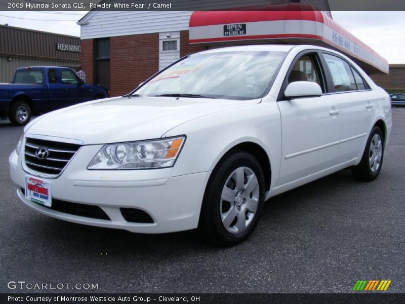 Powder White Pearl / Camel 2009 Hyundai Sonata GLS