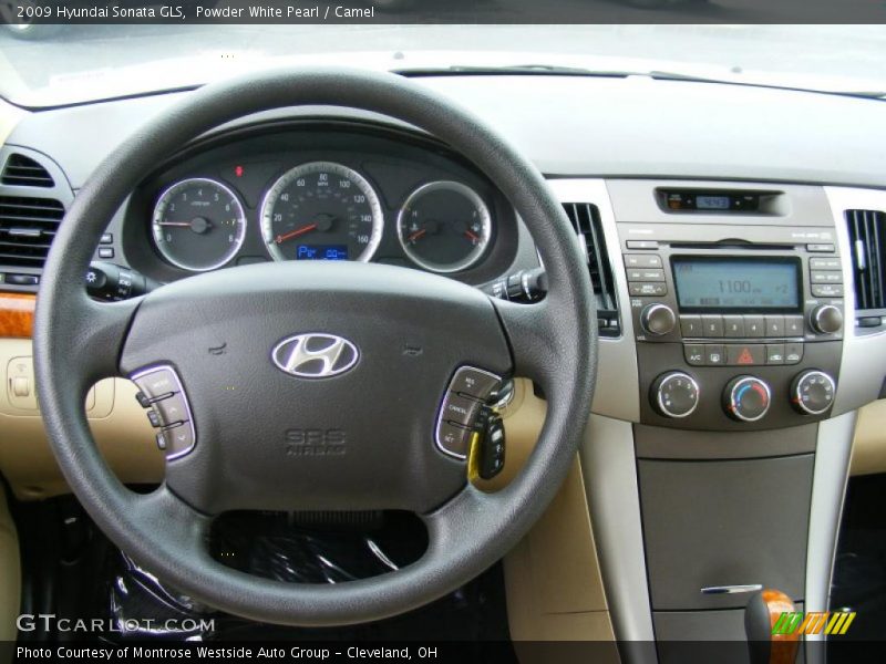 Powder White Pearl / Camel 2009 Hyundai Sonata GLS