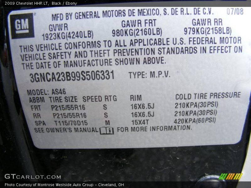 Black / Ebony 2009 Chevrolet HHR LT
