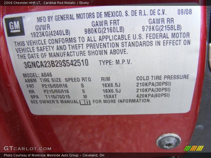 Cardinal Red Metallic / Ebony 2009 Chevrolet HHR LT