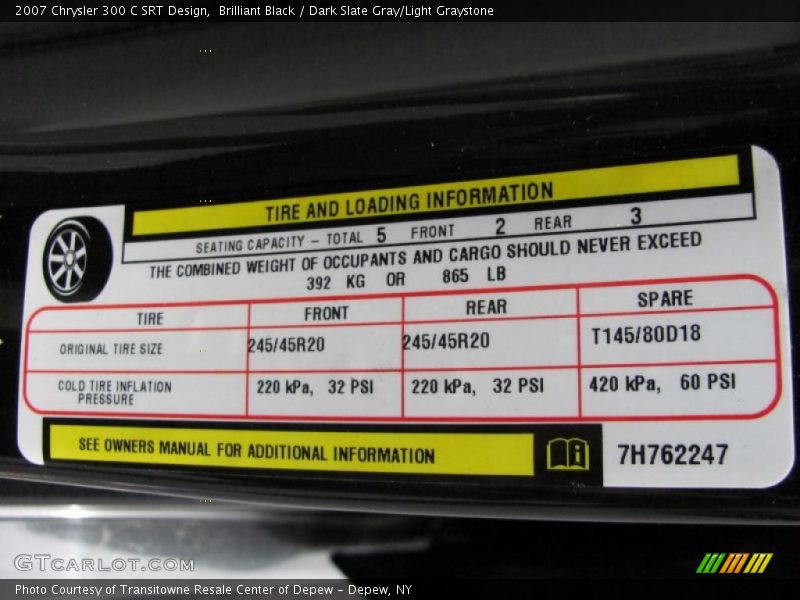 Brilliant Black / Dark Slate Gray/Light Graystone 2007 Chrysler 300 C SRT Design