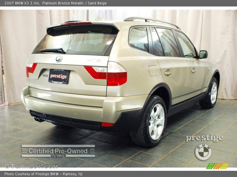 Platinum Bronze Metallic / Sand Beige 2007 BMW X3 3.0si