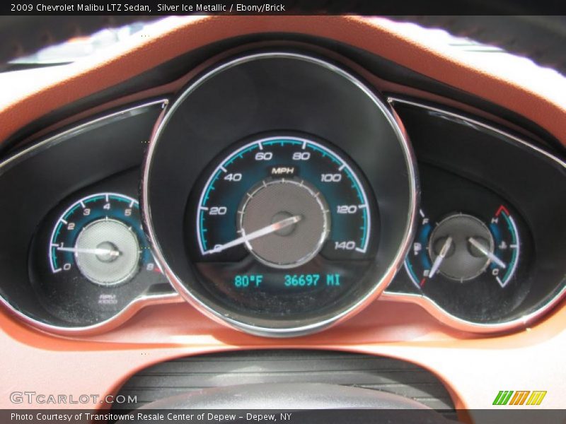 Silver Ice Metallic / Ebony/Brick 2009 Chevrolet Malibu LTZ Sedan