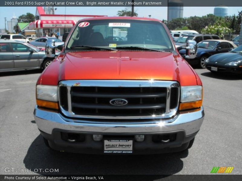 Bright Amber Metallic / Medium Parchment 2001 Ford F350 Super Duty Lariat Crew Cab