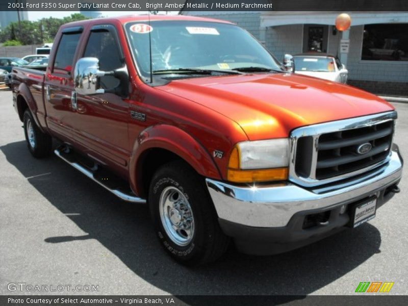 Bright Amber Metallic / Medium Parchment 2001 Ford F350 Super Duty Lariat Crew Cab