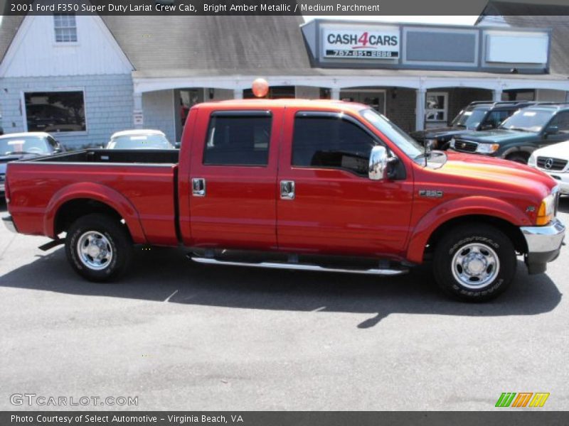 Bright Amber Metallic / Medium Parchment 2001 Ford F350 Super Duty Lariat Crew Cab