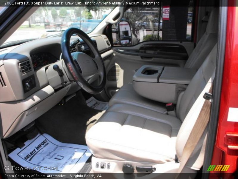 Bright Amber Metallic / Medium Parchment 2001 Ford F350 Super Duty Lariat Crew Cab