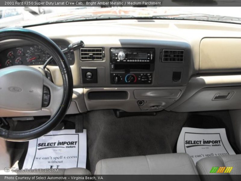 Bright Amber Metallic / Medium Parchment 2001 Ford F350 Super Duty Lariat Crew Cab