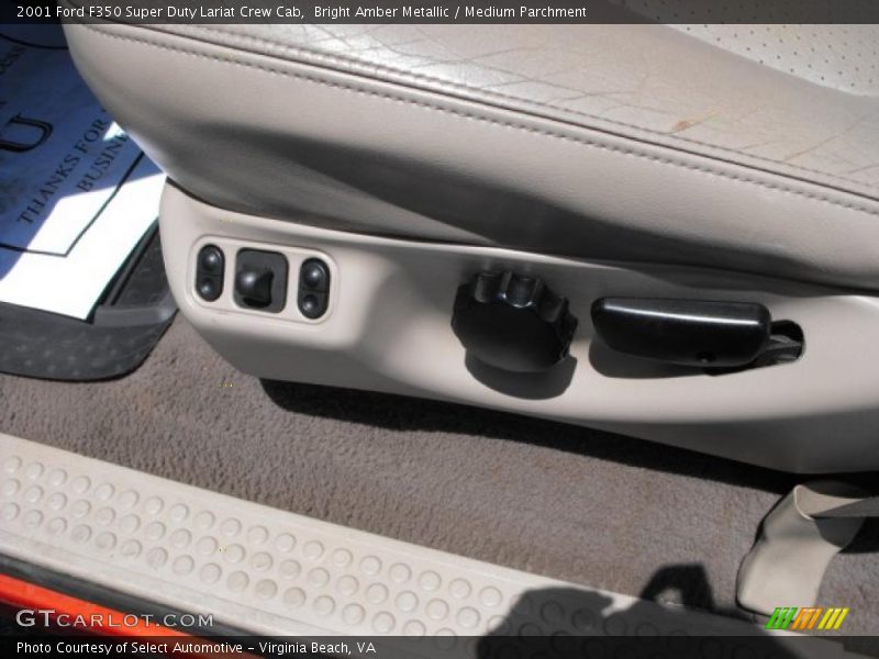 Bright Amber Metallic / Medium Parchment 2001 Ford F350 Super Duty Lariat Crew Cab