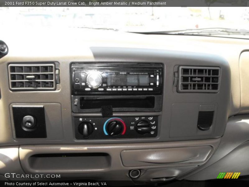 Bright Amber Metallic / Medium Parchment 2001 Ford F350 Super Duty Lariat Crew Cab