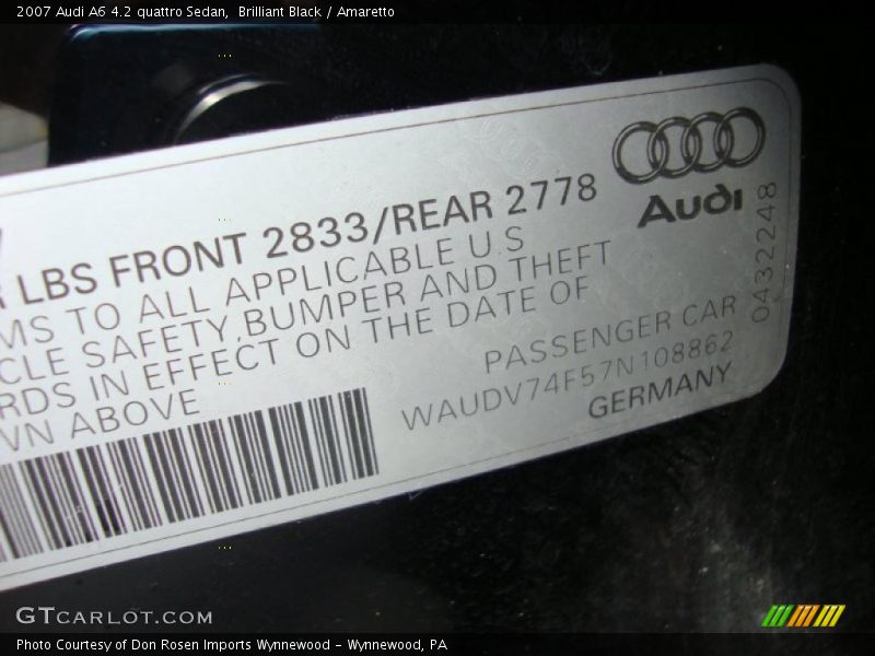 Brilliant Black / Amaretto 2007 Audi A6 4.2 quattro Sedan