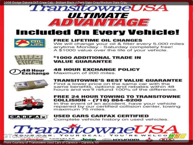 Brilliant Black / Dark Slate Gray/Medium Slate Gray 2008 Dodge Dakota SXT Crew Cab