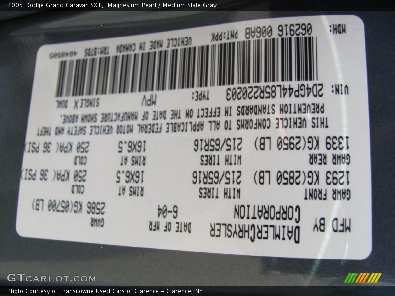 Magnesium Pearl / Medium Slate Gray 2005 Dodge Grand Caravan SXT