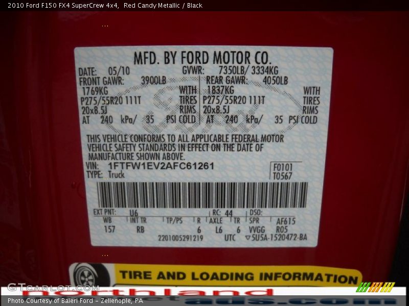 Red Candy Metallic / Black 2010 Ford F150 FX4 SuperCrew 4x4