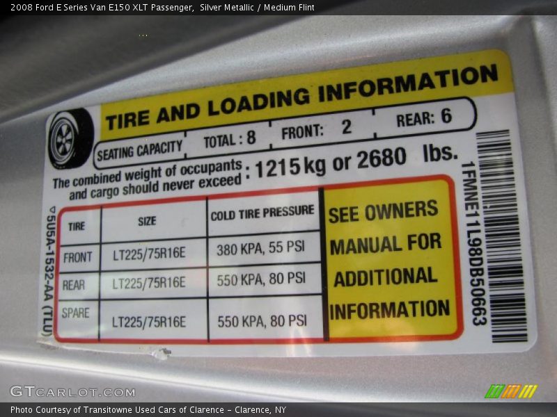 Silver Metallic / Medium Flint 2008 Ford E Series Van E150 XLT Passenger