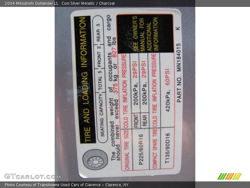 Cool Silver Metallic / Charcoal 2004 Mitsubishi Outlander LS