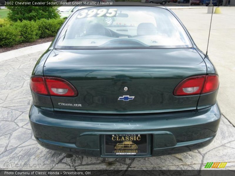Forest Green Metallic / Neutral 2002 Chevrolet Cavalier Sedan