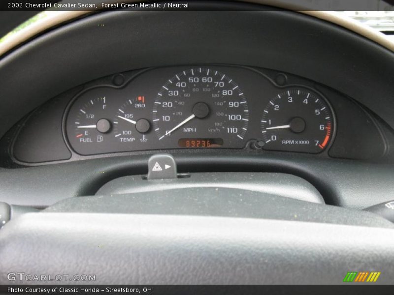 Forest Green Metallic / Neutral 2002 Chevrolet Cavalier Sedan