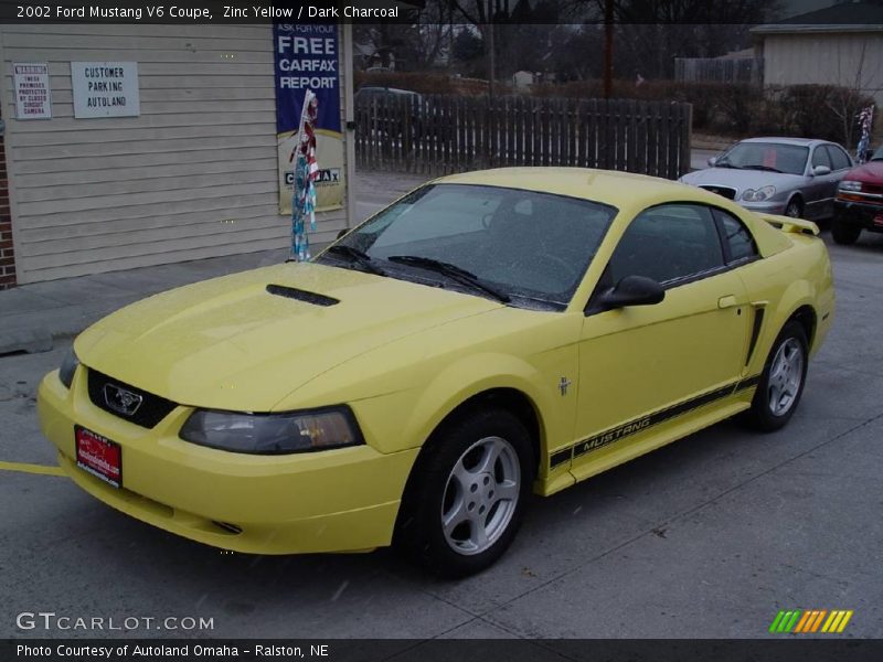 Zinc Yellow / Dark Charcoal 2002 Ford Mustang V6 Coupe