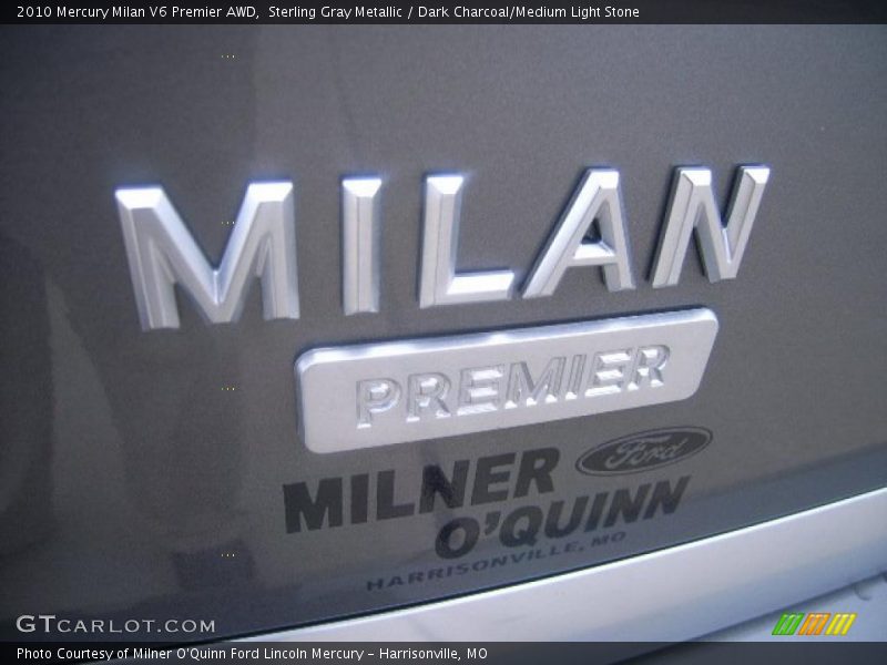 Sterling Gray Metallic / Dark Charcoal/Medium Light Stone 2010 Mercury Milan V6 Premier AWD
