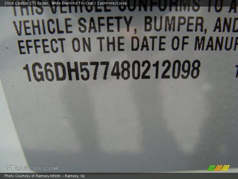 White Diamond Tri-Coat / Cashmere/Cocoa 2008 Cadillac CTS Sedan