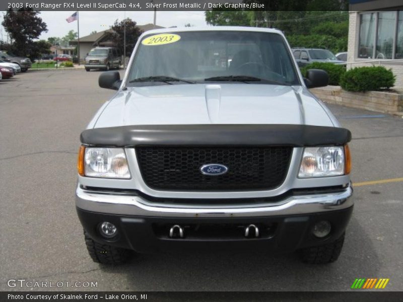 Silver Frost Metallic / Dark Graphite/Blue 2003 Ford Ranger FX4 Level II SuperCab 4x4