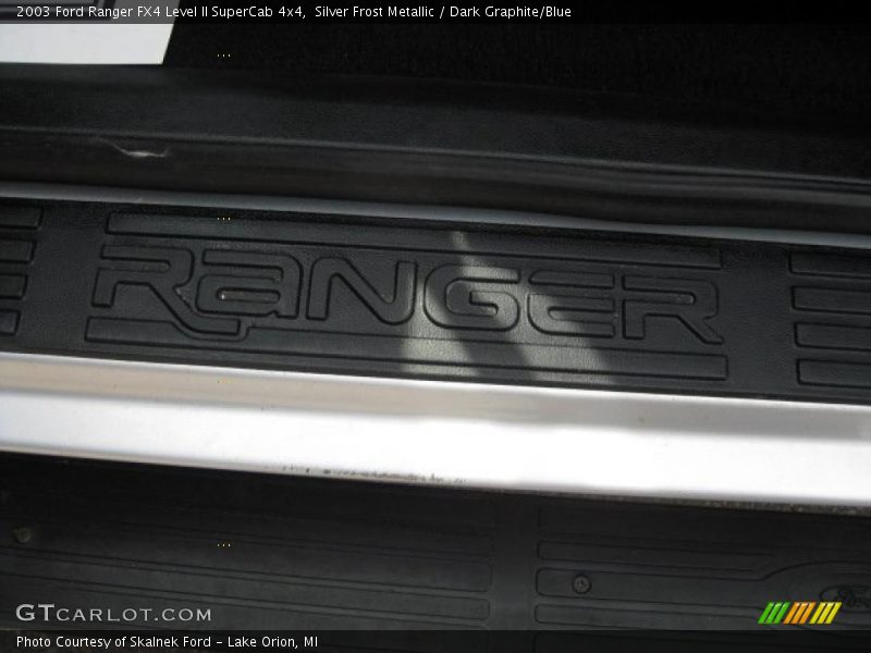 Silver Frost Metallic / Dark Graphite/Blue 2003 Ford Ranger FX4 Level II SuperCab 4x4