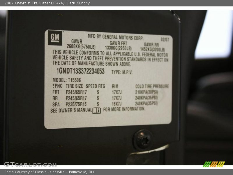 Black / Ebony 2007 Chevrolet TrailBlazer LT 4x4