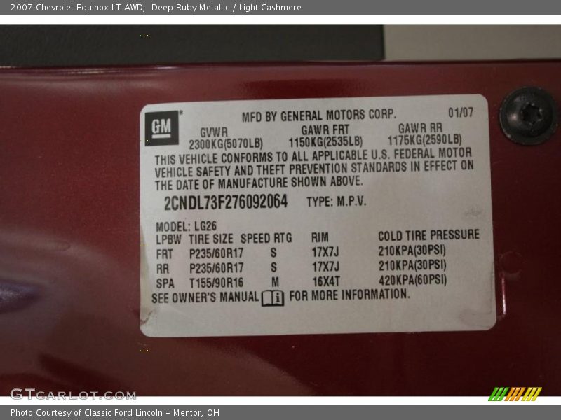 Deep Ruby Metallic / Light Cashmere 2007 Chevrolet Equinox LT AWD