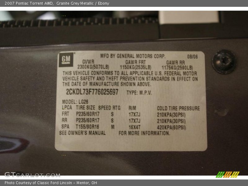 Granite Grey Metallic / Ebony 2007 Pontiac Torrent AWD
