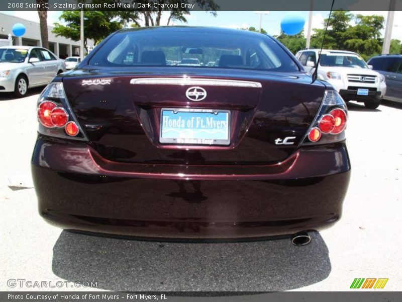 Sizzling Crimson Red Mica / Dark Charcoal Gray 2008 Scion tC