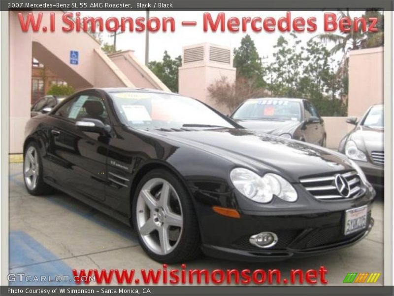 Black / Black 2007 Mercedes-Benz SL 55 AMG Roadster