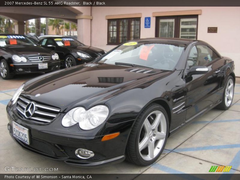 Black / Black 2007 Mercedes-Benz SL 55 AMG Roadster