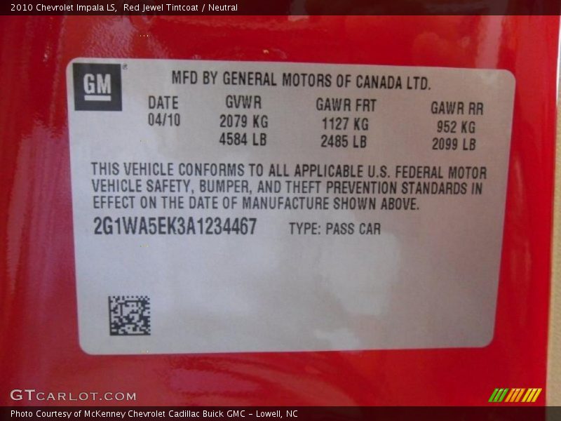 Red Jewel Tintcoat / Neutral 2010 Chevrolet Impala LS