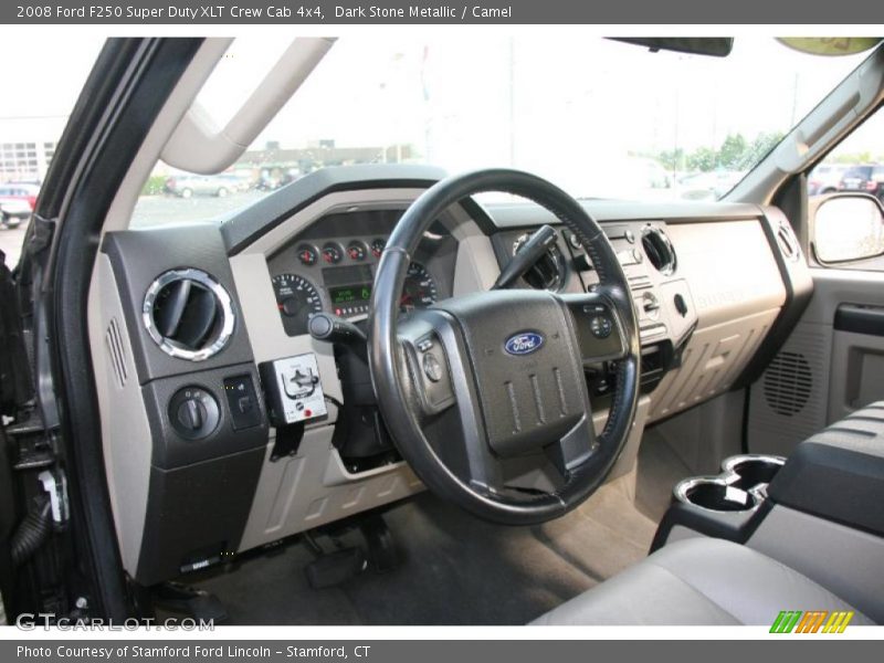 Dark Stone Metallic / Camel 2008 Ford F250 Super Duty XLT Crew Cab 4x4