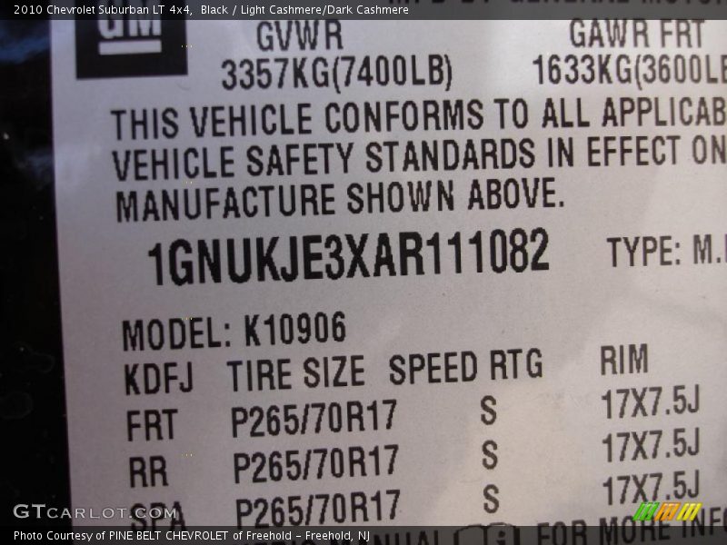 Black / Light Cashmere/Dark Cashmere 2010 Chevrolet Suburban LT 4x4