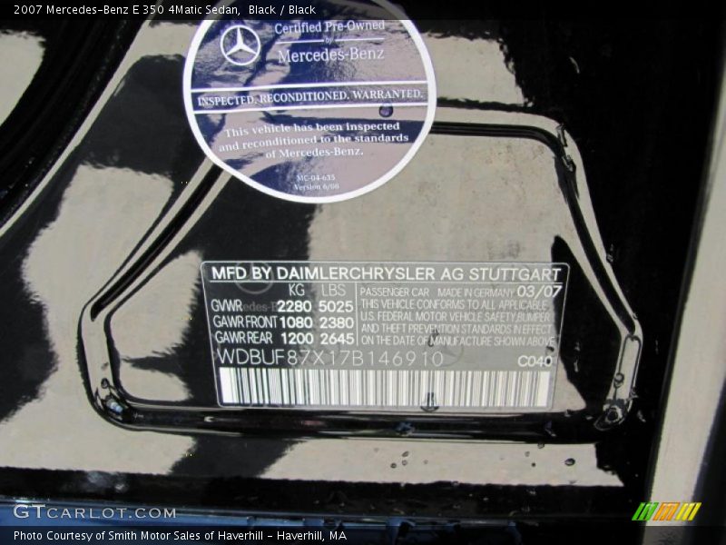 Black / Black 2007 Mercedes-Benz E 350 4Matic Sedan