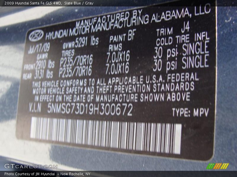Slate Blue / Gray 2009 Hyundai Santa Fe GLS 4WD