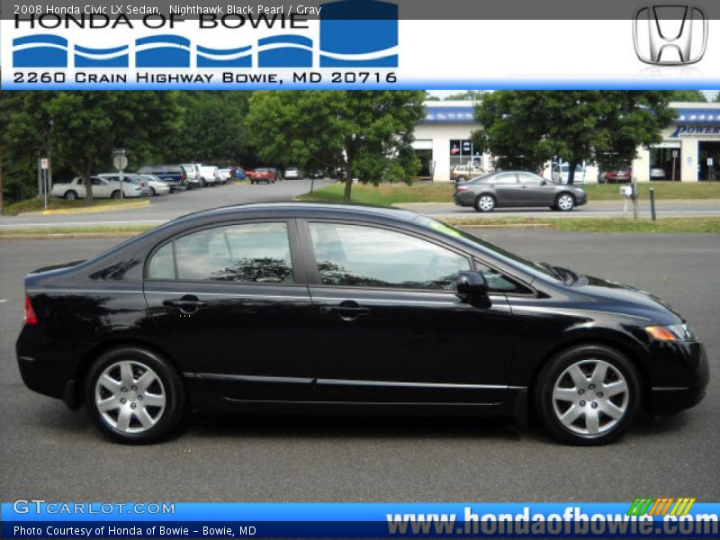 Nighthawk Black Pearl / Gray 2008 Honda Civic LX Sedan