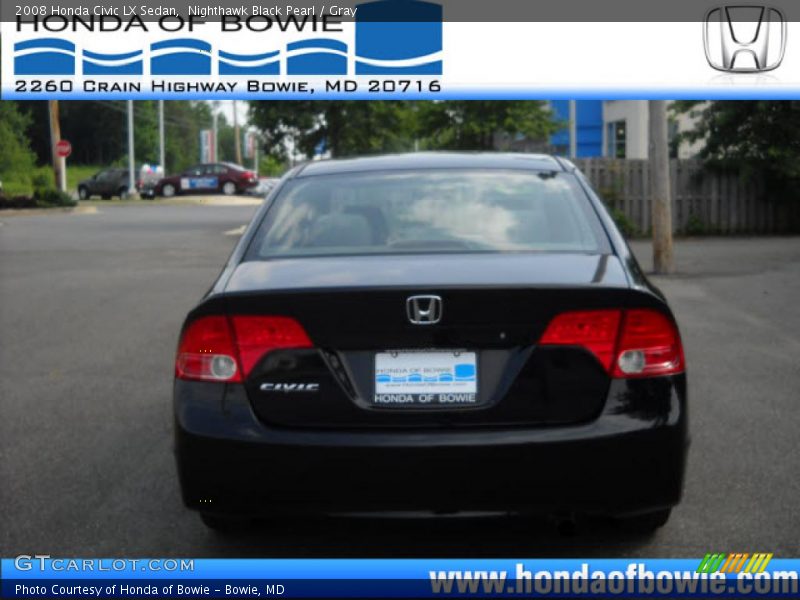 Nighthawk Black Pearl / Gray 2008 Honda Civic LX Sedan