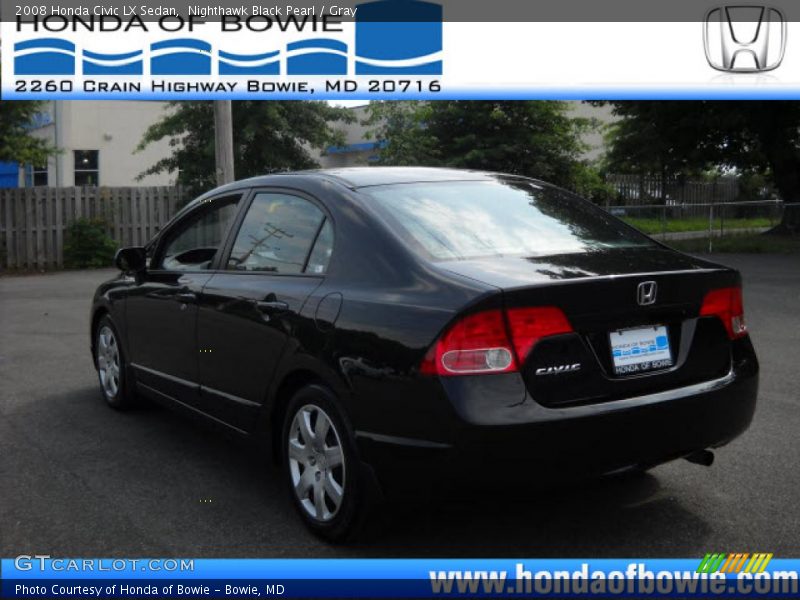 Nighthawk Black Pearl / Gray 2008 Honda Civic LX Sedan