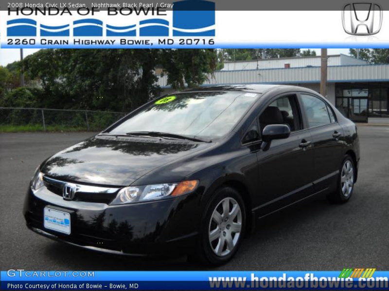 Nighthawk Black Pearl / Gray 2008 Honda Civic LX Sedan